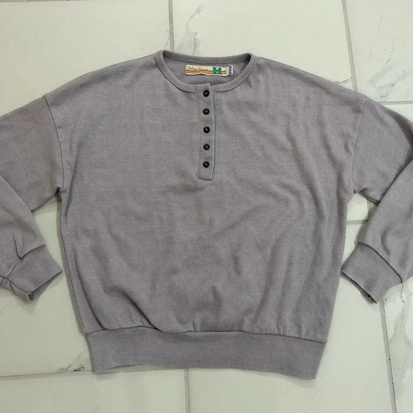 Vintage Havana Girls Button Henley Lilac Ribbed Knit & Dropped-Shoulder Medium - Picture 2 of 7